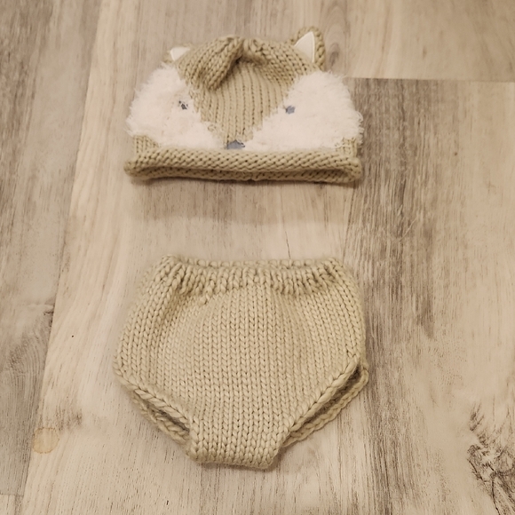 Other - Diaper Cover Set with Knitted Hat and Animal Ears, Size NB